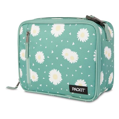 PackIt(R) Freezable Classic Lunch Box, Daisy Sage, Built with EcoFreeze(R) Technology, Collapsible, Reusable, Zip Closure With Zip Front Pocket and Buckle Handle, Designed for Fresh Lunch On the Go - color: Daisy Sage
