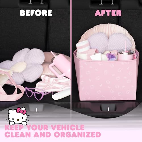 Sanrio Hello Kitty Car Trunk Organizer, Steering Wheel Cover, Air Freshener & Refill – Cute, Collapsible, Heavy-Duty Storage & Car Accessories for Groceries, Tools, Travel – 12.5"L x 12.5"W x 9"H - style: Pack Hello Kitty