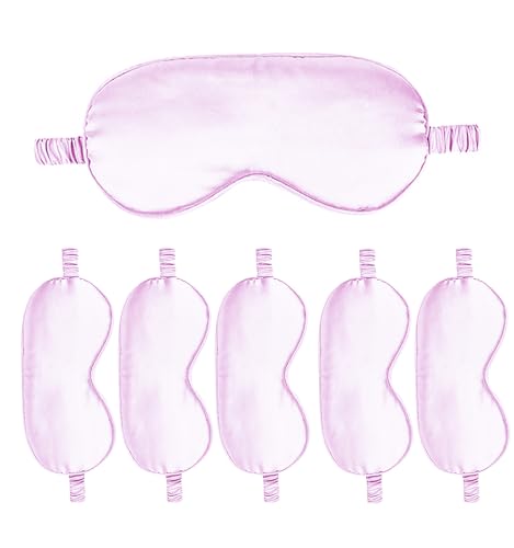 6PACK Silk Sleep Mask Satin Eye Masks Blackout Silky Eyeshade Cover Soft Blindfold Eyeshades for Women Sleeping Travel Gift - color: Lilac