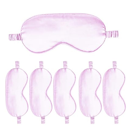 6PACK Silk Sleep Mask Satin Eye Masks Blackout Silky Eyeshade Cover Soft Blindfold Eyeshades for Women Sleeping Travel Gift - color: Lilac