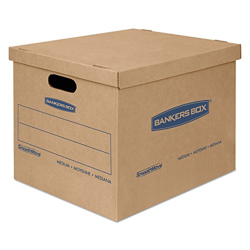 Bankers Box Small Classic Moving Box 20 Pack, Reinforced Handles, Tape-Free Assembly, Box with Lid, 15" x 12" x 10", Cardboard - size: 20 Pack