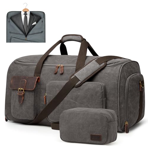 S-ZONE Garment Bags for Travel Convertible Garment Duffle Bags for Travel Suit Carry on Luggage for Men Hanging Suitcase - color: Grey