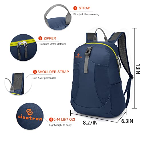 sinotron 22L Lightweight Packable Hiking Backpack, Small Hiking Backpack Day Pack for Women Men Travel Camping Vacation - color: Dark Blue