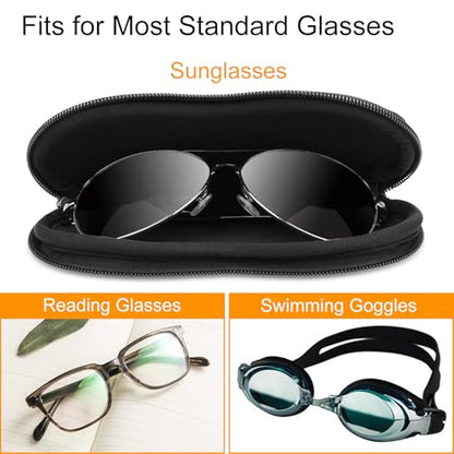 FINTIE Glasses Case with Carabiner, Ultra Light Portable Neoprene Zipper Sunglasses Soft Case - color: Black Floral