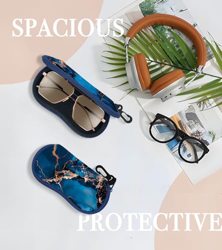 Sunglasses Case Soft Glasses Cases for Women Pouch Eyeglass Bag Eye Glass Kids Girls Sun Glasses Cute Kawaii - color: Marble Blue