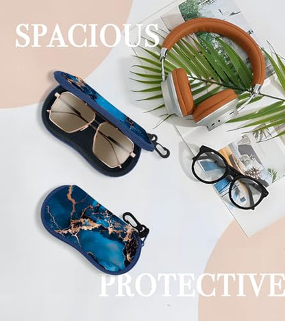 Sunglasses Case Soft Glasses Cases for Women Pouch Eyeglass Bag Eye Glass Kids Girls Sun Glasses Cute Kawaii - color: Marble Blue