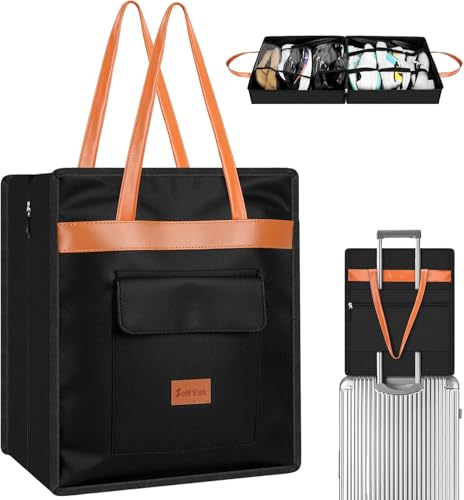 SelfTek Shoe Bags for Travel with Handle, Waterproof Large-Capacity Family Travel Shoe Bag Organizer for Multiple Shoes, Shoe Travel Bags for Packing, Suitable for Luggage Handle (Black) - color: Black