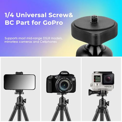 UBeesize Phone Tripod, UBeesize 12 Inch Flexible Cell Phone Tripod Stand Holder with Wireless Remote Shutter & Universal Phone Mount, Compatible with Smartphone/DSLR/GoPro Camera - color: Black, style: Rubber