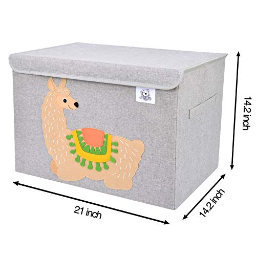 Foldable Large Kids Toy Chest with Flip-Top Lid, Collapsible Fabric Animal Toy Storage Organizer/Bin/Box/Basket/Trunk for Toddler, Children and Baby Nursery (Llama) - color: Llama