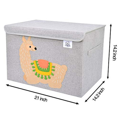 Foldable Large Kids Toy Chest with Flip-Top Lid, Collapsible Fabric Animal Toy Storage Organizer/Bin/Box/Basket/Trunk for Toddler, Children and Baby Nursery (Llama) - color: Llama