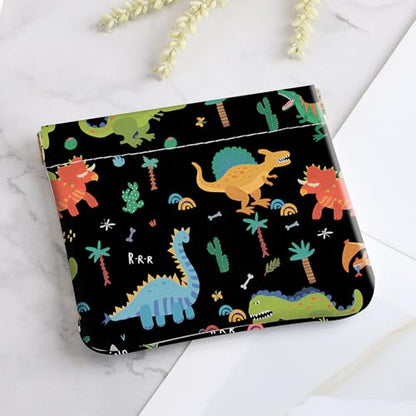 2Pcs PU Leather Small Squeeze Coin Purse Pouch Mini coin Bag Unique And Cute Wallet Cosmetic Bags Change Bag For Women Girls Men Small Dinosaur - color: Small Dinosaur