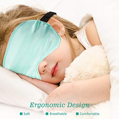 BBTO 4 Pcs Silk Sleep Eye Masks Smooth Soft Satin Eye Covers with Adjustable Strap Blindfold for Sleeping Blocking Out Lights Travel Relaxation（Light Green, Emerald, Silver, Light Pink） - color: Light Green, Emerald, Silver, Light Pink