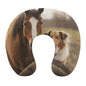 Collie Dog and Horse Together Travel Pillow Neck Rest Memory Foam U-Shaped Pillow Soft Comfortable Travel Neck Pillow Sleeping Rest Cushion Travel Accessories for Airplane Car Office