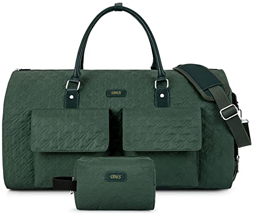 Garment Bag for Travel With Toiletry Bag Convertible Carry On Weekender Bag Large Travel Duffel Bags for Women 2 in 1 Hanging Suitcase Suit Travel Bags for Women & Men 3pcs Set (H-Green) - color: H-green