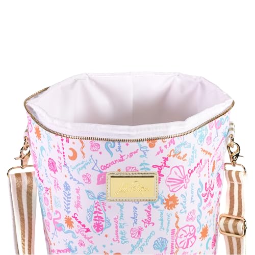 Lilly Pulitzer Insulated Soft Cylinder Beach Cooler with Adjustable/Removable Strap and Double Zipper Close (Summer Serenade)