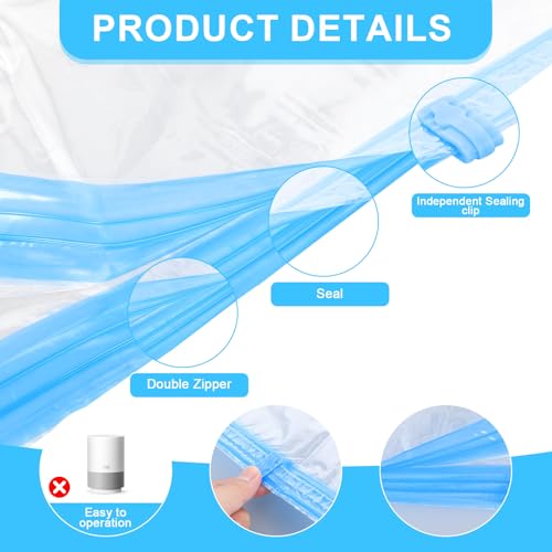 Travel Compression Bags, Roll-Up Space Saver Bags Vacuum Storage Bags 47x35cm/18.5x13.7in for Luggage Backpack Suitcase Packing Organizers(3PCS)