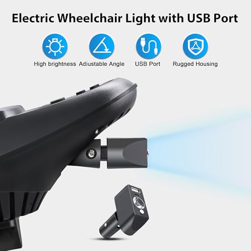 Electric Wheelchair Led Light Power Wheelchair Accessories,3 Pin XLR Head High Brightness Adjustable Angle, Night Lighting Controller for Most Models of Motorized Wheelchair