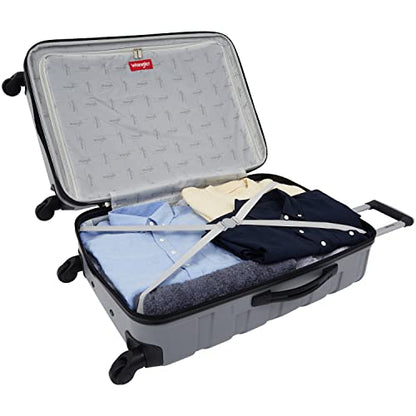 Wrangler 4 Piece Miami Luggage and Packing Cubes Set, Sharkskin - color: Shark, size: 4 Piece Set