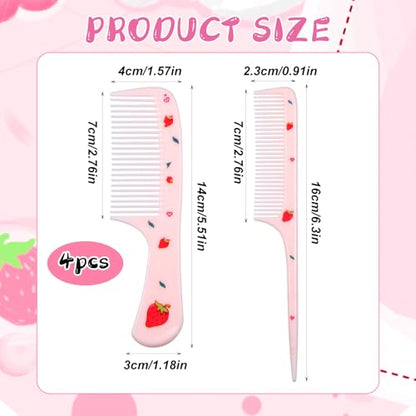 Giantree 4Pcs Baby Hair Comb, Kids Hairs Brush Set for Girls Boys, Cute Hair Comb Set Toddler Hairs Comb, Mini Comb Rat Tail Hairs Styling for Toddler Child's Hair Travel Hair Brush(Style B) - color: Style B