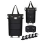 Expandable Foldable Duffel Bag with Detachable Wheels, 64L Large Capacity Rolling Travel Duffle Bag, Lightweight Carry on Luggage with Spinner Wheels, Weekend Gym Tote Bag (Black) - color: Black