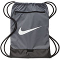 Nike Brasilia Training Gymsack, Drawstring Backpack with Zipper Pocket and Reinforced Bottom, Flint Grey/Flint Grey/White - color: Flint Grey/Flint Grey/White