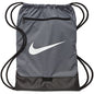 Nike Brasilia Training Gymsack, Drawstring Backpack with Zipper Pocket and Reinforced Bottom, Flint Grey/Flint Grey/White - color: Flint Grey/Flint Grey/White