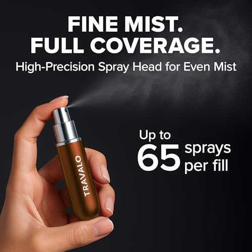 Travalo Classic HD Perfume Atomizer - Leak-Proof and TSA Approved for Air Travel - Reusable, Airtight, Easy-Fill Mini Pump Sprayer - Lightweight, Elegant Design w/Volume Window - Brown 0.17oz - color: Brown