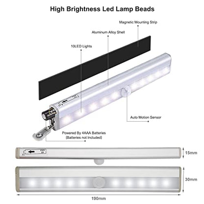 CCBASEBALL Motion Activated RV Step Lights, 10 LED Battery Operated Motorhome Motion Sensor led Light Strip, Magnetic Night Light Bar for Motorhome Travel,Travel Trailers, Camper (2 Pack)