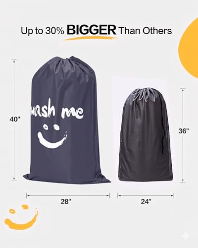 HOMEST XL Laundry Bag 28" x 40", Extra Large Dirty Clothes Organizer Holds 3-4 Loads, Machine Washable Drawstring Laundry Bag for Dorm, Camp, Laundromat, Family, Travel, Gray - color: (1 pack-Wash me)Grey