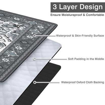 Supfitness Extra Large Picnic Blankets Waterproof Foldable (80"x 80") Beach Blanket Waterproof Sandproof,3-Layer Thicking Mat Outdoor Packable Camping Blanket - color: Boho-grey, size: 80x80in