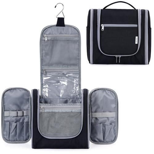 Narwey Hanging Toiletry Bag for Women Travel Makeup Bag Organizer Toiletries Bag for Cosmetics Essentials Accessories (Large, Black) - color: AB-Black, size: Large
