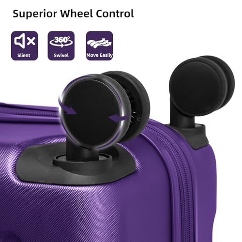 LARVENDER Luggage Sets 6 Piece Hardshell Expandable Suitcases with Spinner Wheels TSA Lock, Lightweight ABS Travel Carry On Suitcase Set for Women, Grape Purple - color: Grape Purple, size: 6 piece set
