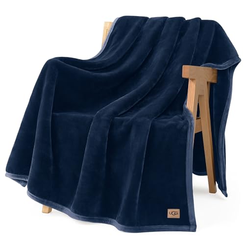 UGG Coco Throw Blanket – Soft & Cozy Luxury Blanket for Couch, Warm Graduation Gifts or Teacher Birthday Gifts for Men Dad Him, 50" x 70", Dark Blue - color: Dark Blue