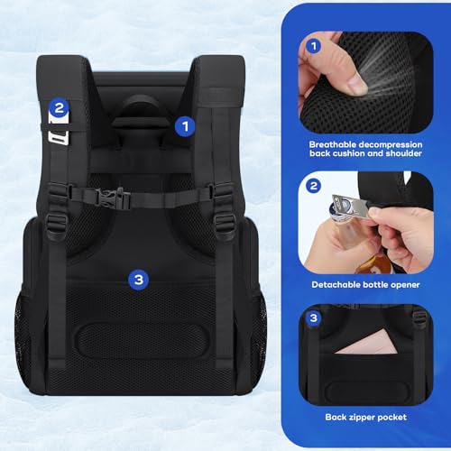 Maelstrom Backpack Cooler,36 Can Cooler Backpack,Soft Cooler Bag Insulated Leakproof,Lightweight Ice Chest Backpack,Travel Cooler Lunch Backpack for Camping,Hiking,Beach - color: Black