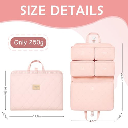 Hanging Packing Cube, Foldable Travel Organizer, Waterproof, Machine Washable, Fits 20" Carry-on, Expandable Packing Cube for Suitcase or Backpack (Pink)