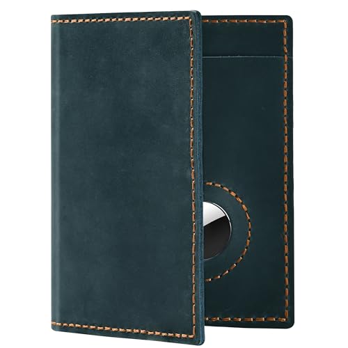 Passport Holder for Travel, Genuine Leather Passport Wallet Cover Case with Airtag Slot, RFID Blocking, for Women Men, Travel Essentials Gift, Blue - color: blue