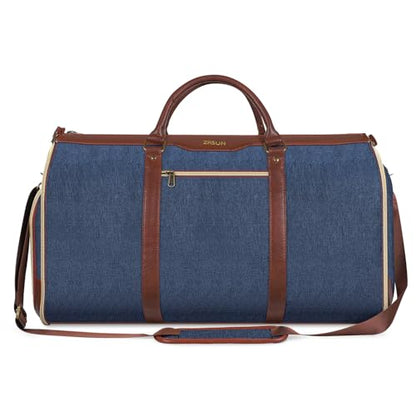 ZRSUN Garment Bag for Travel, Convertible Carry-On Duffel with Shoe Compartment, Waterproof & Wrinkle-Free Suit Carrier for Business Trips & Weekend Getaways, Foldable & Lightweight - color: Blue