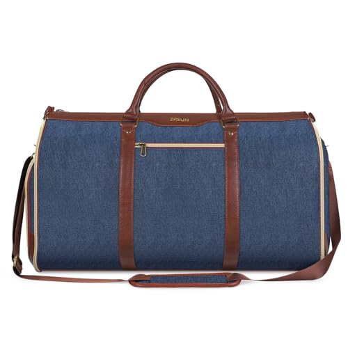ZRSUN Garment Bag for Travel, Convertible Carry-On Duffel with Shoe Compartment, Waterproof & Wrinkle-Free Suit Carrier for Business Trips & Weekend Getaways, Foldable & Lightweight - color: Blue