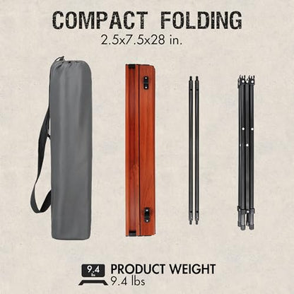 Portal Lightweight Aluminum Folding Square Table Roll Up Top 4 People Compact Table with Carry Bag for Camping, Picnic, Backyards, BBQ, Brown - color: Brown