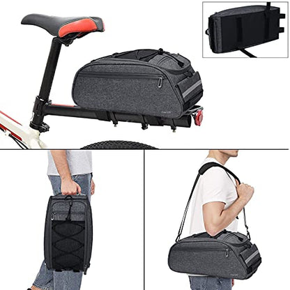MOSISO Bike Rack Bag, Waterproof Bicycle Trunk Pannier Rear Seat Pouch Cycling Bike Carrier Backseat Storage Luggage Saddle Shoulder Bag - color: Space Gray