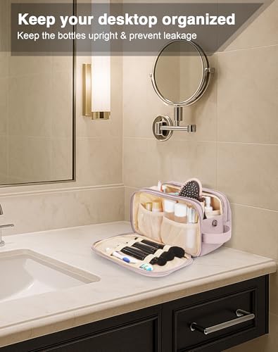 Toiletry Bag for Men & Women, Cruise Ship Travel Essentials, Shaving Dopp Kit with Dry and Wet Separation, Water-resistant Bathroom Cosmetic Organizer Bag, Makeup Accessories with Trolley Belt, Pink - color: Pink