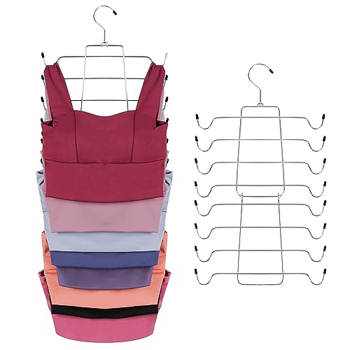 ZEDODIER Tank Top Hanger Space Saving, Bra Hangers for Closet Organizer, Hanging Bra Organizer Tank Tops Holder with 8 Hooks, Metal Closet Organizers and Storage Small Space Solutions, Silver - color: Silver, size: 1 Pack