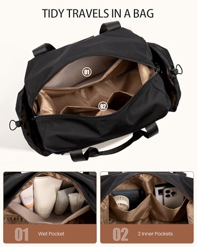 LOVEVOOK Travel Duffel Bag, Gym Bag for Women, Large Weekender Overnight Bags with Shoe Compartment, 38L Carry on Gym Hospital Bag with Wet Pocket, 2 Pcs - color: Light Pink, size: Large-2 Pcs