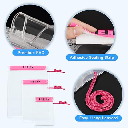 HEETA 5-Pack Clear Waterproof Dry Bag Pouch, Water Tight Cases Dry Bags Document Holder for Camera Mobile Phone Maps, Kayaking Boating - color: Pink