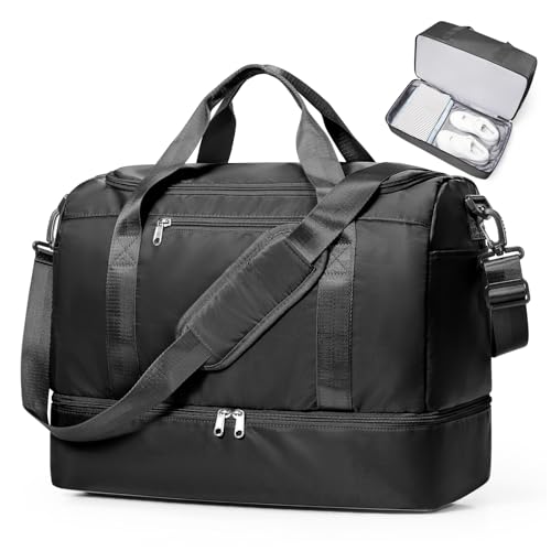 Travel Duffel Bag for Women, Carry-on Overnight Weekender Bags with Wet Pocket, For Spirit Airlines 18x14x8 Personal Item Bag,Small,Black - color: Black, size: Small
