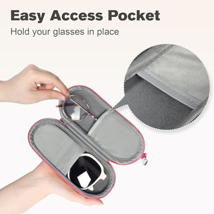 Double Eyeglasses Case, Dual Glasses Sunglasses Organizer with Zipper Closure, Eyewear Storage Box for Men Women Travel - color: Rosepink