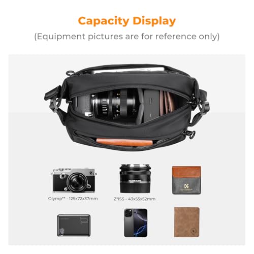 K&F CONCEPT Camera Sling Bag Crossbody Bag Waterproof Camera Shoulder Backpack DSLR/SLR/Mirrorless Camera Case - color: 14 Black Small