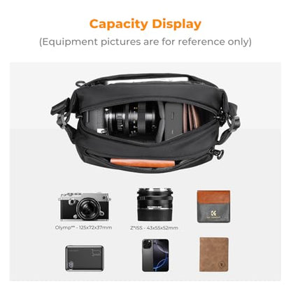 K&F CONCEPT Camera Sling Bag Crossbody Bag Waterproof Camera Shoulder Backpack DSLR/SLR/Mirrorless Camera Case - color: 14 Black Small