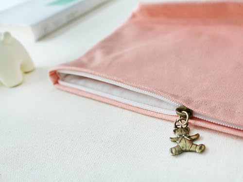 HAPPYHEIDI Canvas Pouch for Travel, Cosmetic Case, Solid Pink, Cotton Blend, Zipper Closure, 7.1x2.4x7 Inches - color: GR-Canvas-Pink