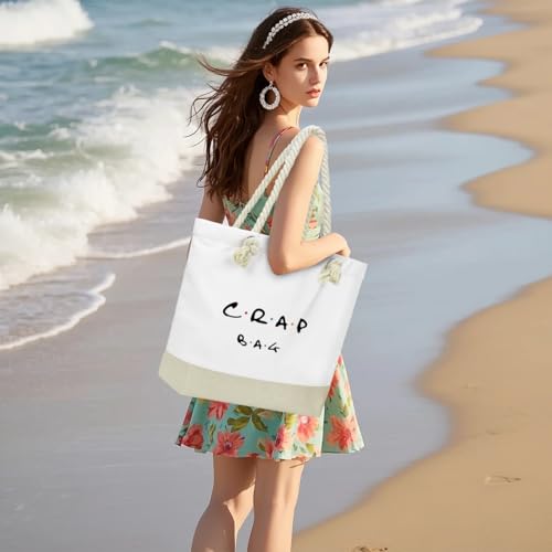 Fokongna Tote Bag For Women, Beach Bag Best Friend Travel Birthday Gifts, Travel Parties Vacation Shopping Essentials - color: Crap White